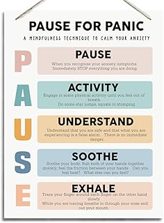 Therapy Decor, Therapy Office Decor, Psychological Wall Decor, Trauma Recovery, Panic Coping Skills, Kids Behavior Positive Educational Decorations for School Counselor Office, Pause for Panic Sign