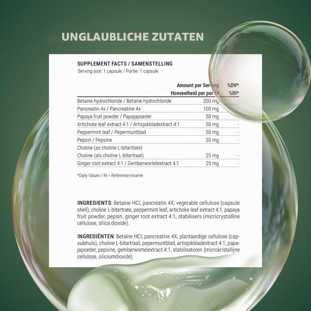 Berg Gallenblasen-Unterstützung Extra Stark – Mit Betain HCL, Pankreatin, Cholin & Verdauungskräutern – 90 Kapseln