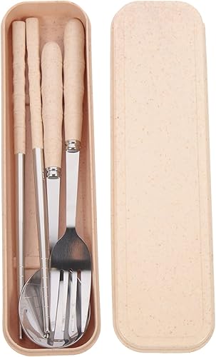 Luxshiny Juego de utensilios de viaje reutilizables cuchillos tenedores vajilla portátil de campamento cubiertos utensilios de comer para oficina