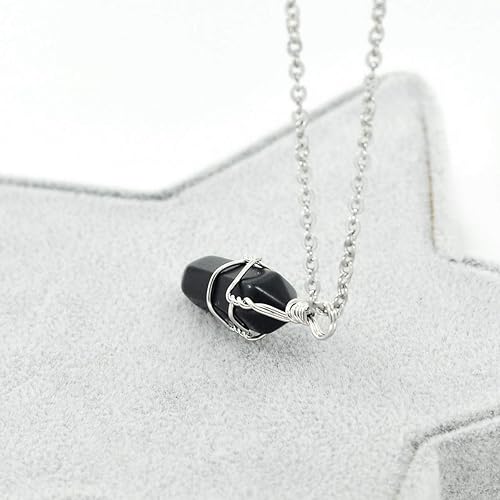 Vista 17 de White Quartz Mineral Stone Point Wire Wrapped Healing Crystal Pendant Necklace