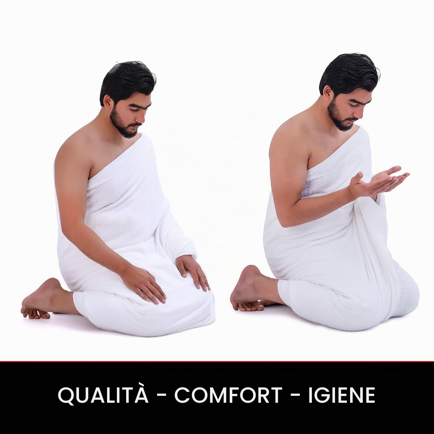 Sweet Needle Set Ihram Premium in spugna per uomo, ideale per l'Hajj e l'Umrah: morbido, comodo e facile da trasportare | Asciugamano Ehram/Ahram realizzato in 100% puro cotone pettinato.