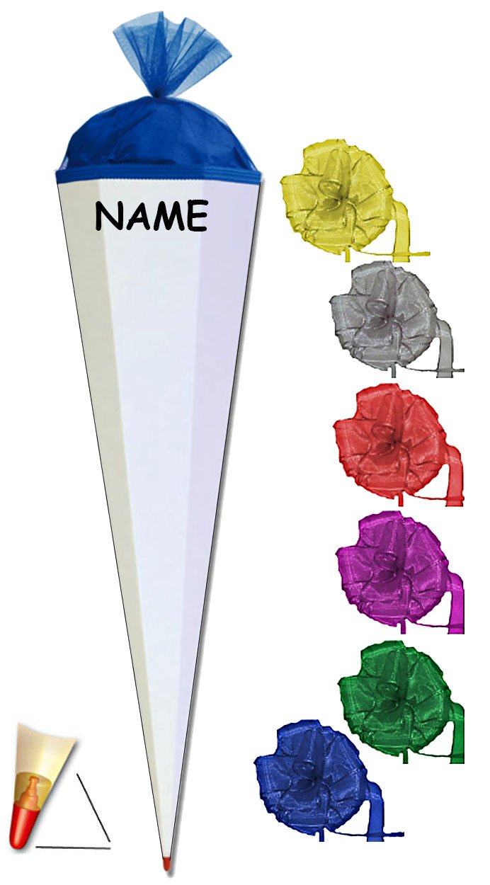 GmbH Schultüte Rohling Uni – Weiß Mit Gelb – 35 Cm – Mit Individuellem Wunschnamen – Zum Basteln, Bemalen & Bekleben – Runde Form Mit Filzabschluss GmbH Schultüte Rohling Uni – Weiß Mit Gelb – 35 Cm – Mit Individuellem Wunschnamen – Zum Basteln, Bemalen & Bekleben – Runde Form Mit Filzabschluss