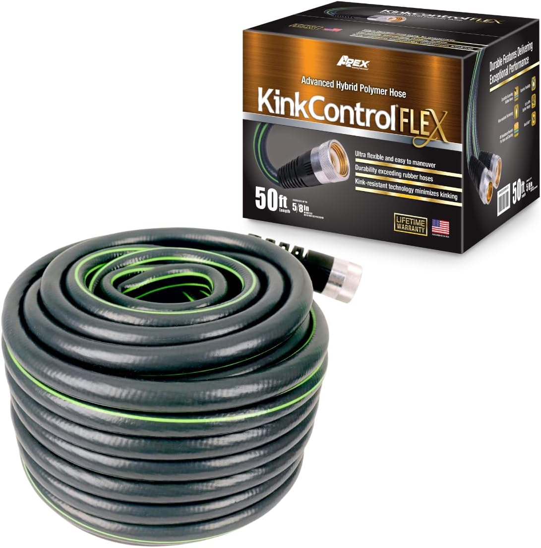 Kink Control Flex Advanced Hybrid Hose - 50 Ft Outdoor Hose, 40% Lighter, Ultra Flexible, Easy to Maneuver, Neverkink Technology, Durable Construction