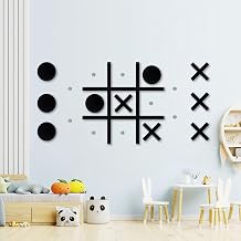 Magnetic Tic Tac Toe Wall-Mount Game,Game Room Decor,Boys Room Decor | Modern Wall Decals for Kids Room,Classroom,Playroom,Offices,Best Gift for Family, Friends (Black)