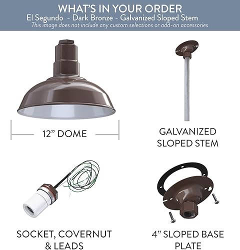 Miniatura 9 de Steel Lighting Co. El Segundo - Lámpara de granero  Colgante montado en el techo  Cúpula de 12 pulgadas  Montaje empotrado  Luz de granja de acero