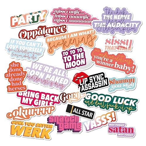 22 x Original Design RuPauls Drag Race Stickers for Laptop - Water Bottle - Journal - Phone - RuPaul's Drag Race Merchandise - RuPaul Drag Race Gifts