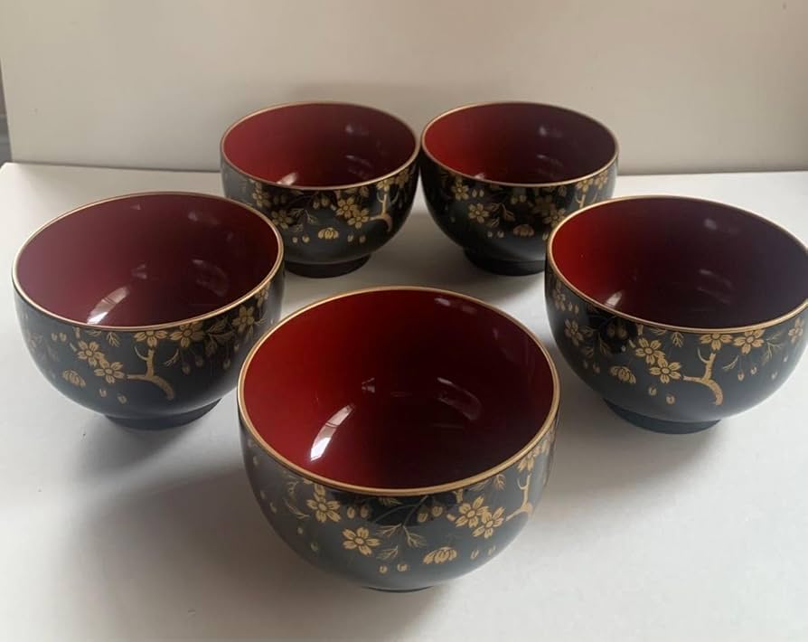 Amazon.co.jp: 北斎 金漆器 金彩蒔絵 高級 山中漆器 金桜柄 汁椀