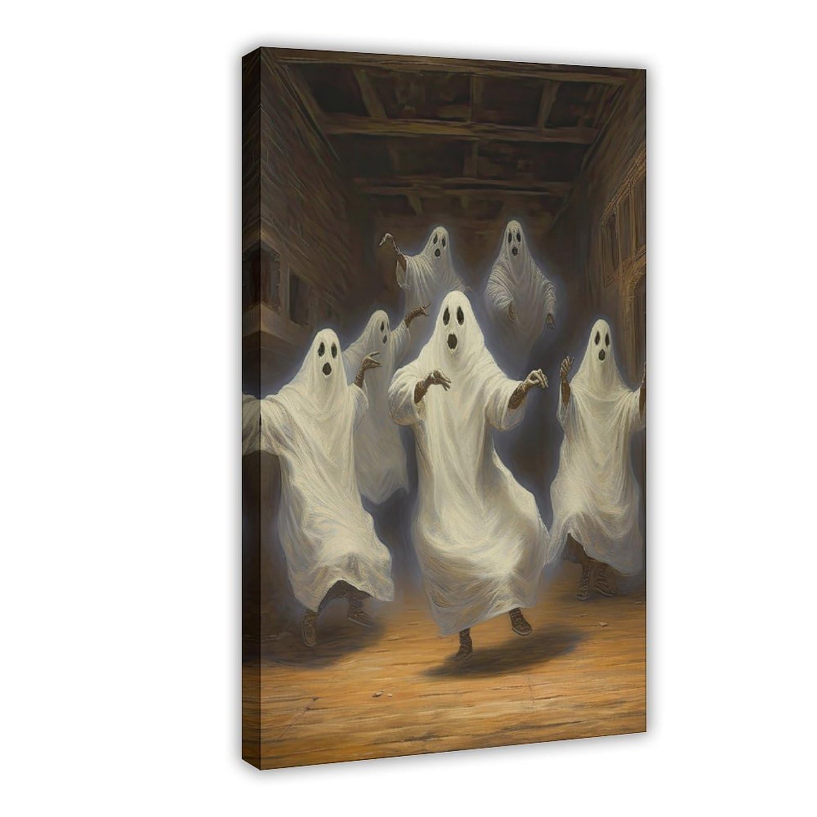 Bareronor Partying Ghosts Canvas Poster Bedroom Decor Landscape Office Room Decor Gift 12" L X 18" W
