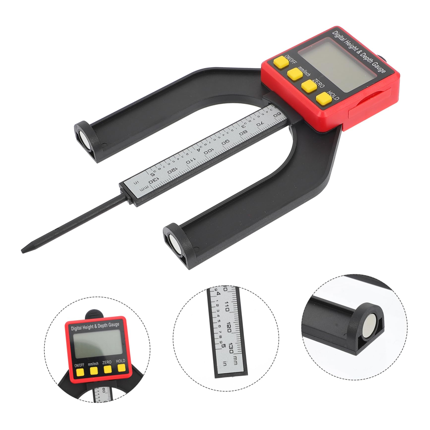 2pezzi Digital Height Gauge Con Display Digitale e Base Magnetica Strumento Di Misura Per Lavori Di Falegnameria Alta Precisione e Facile Lettura