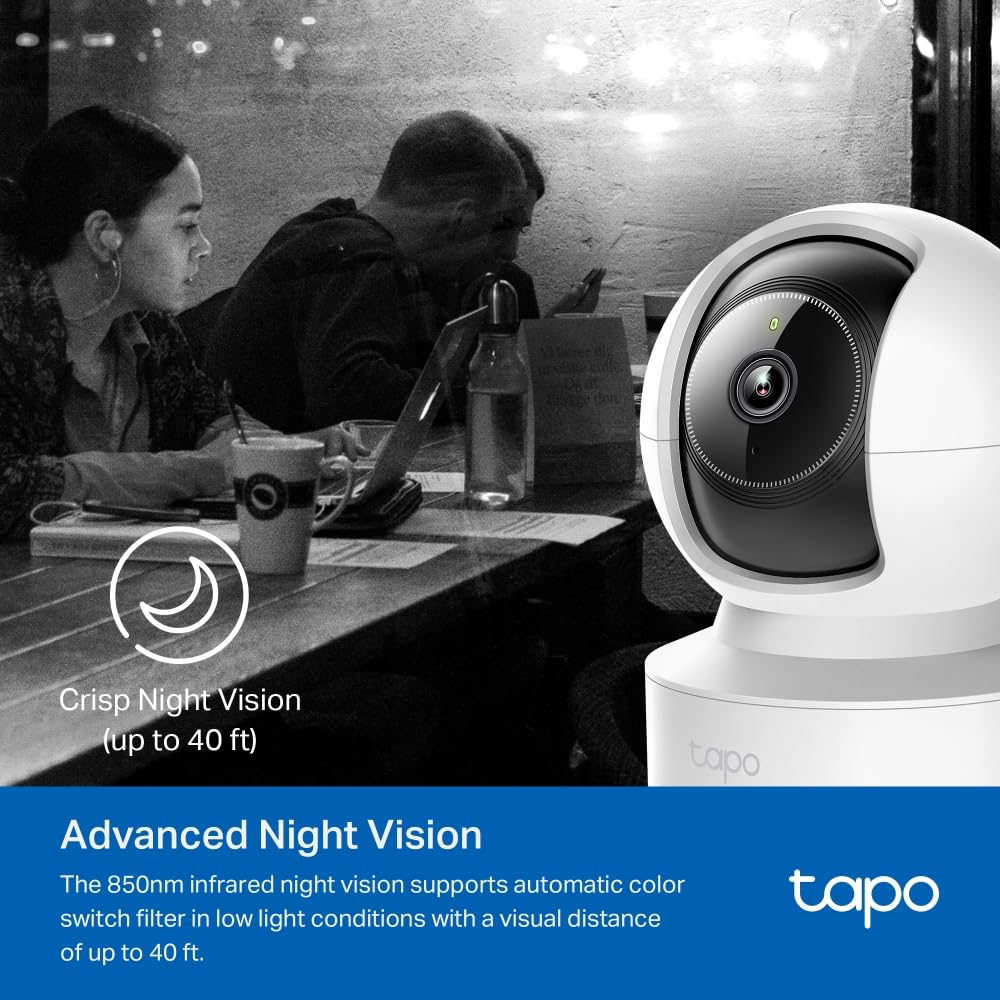 Tapo C222 - Cámara vigilancia WiFi interior, 2K QHD, 360°, Puerto Ethernet | Detección de Movimiento. Visión Nocturna. Alarma Luz y Sonido. Almacenamiento Local o Nube. App Tapo.