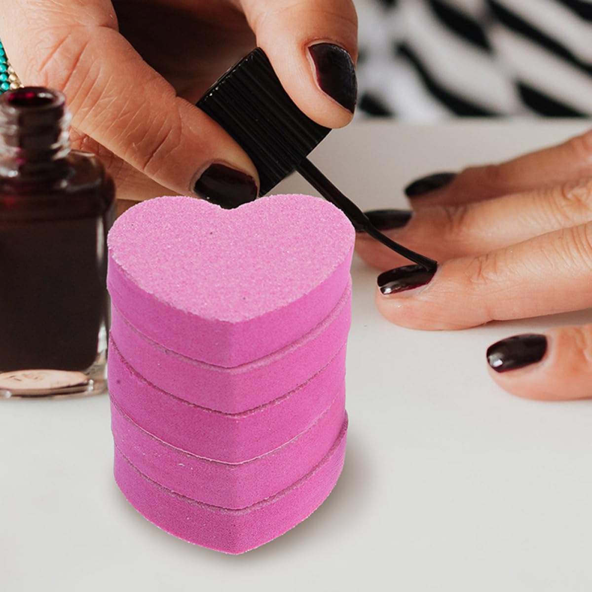Lima de Uñas en Bloque de Esponja Rosa, 100 Piezas, Doble Cara