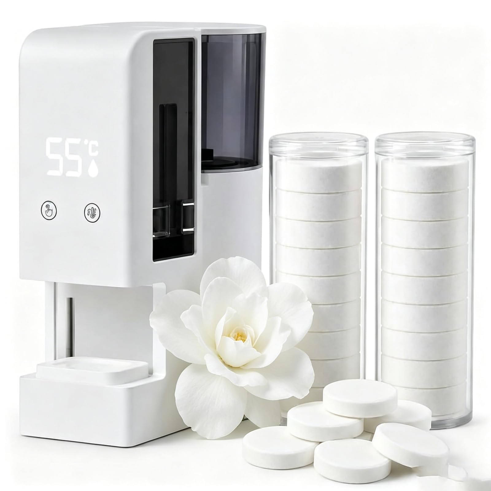 QYLTTDM Hot Towel Dispenser, Automatic Disposable Towel Warmer, with 40 Compressed Towels, 55°C Constant Temp, 5s Fast Heating Face Towel Warmer Machine, One-Touch Smart Wet Wipe Maker