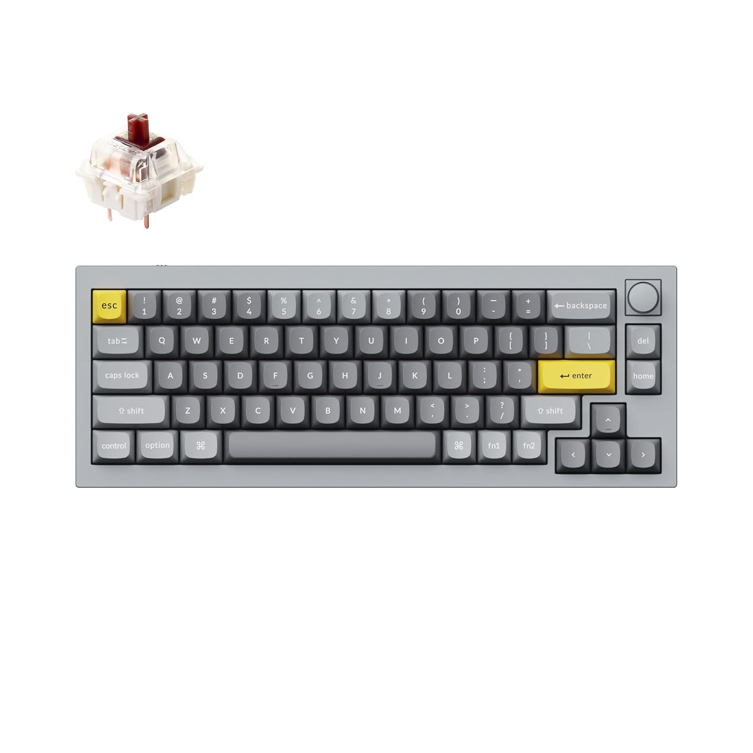 Keychron Q2 Wired 65 Mechanical Keyboard with Knob RGB - Hot-Swappable Gateron G Pro Brown Switch QMK VIA