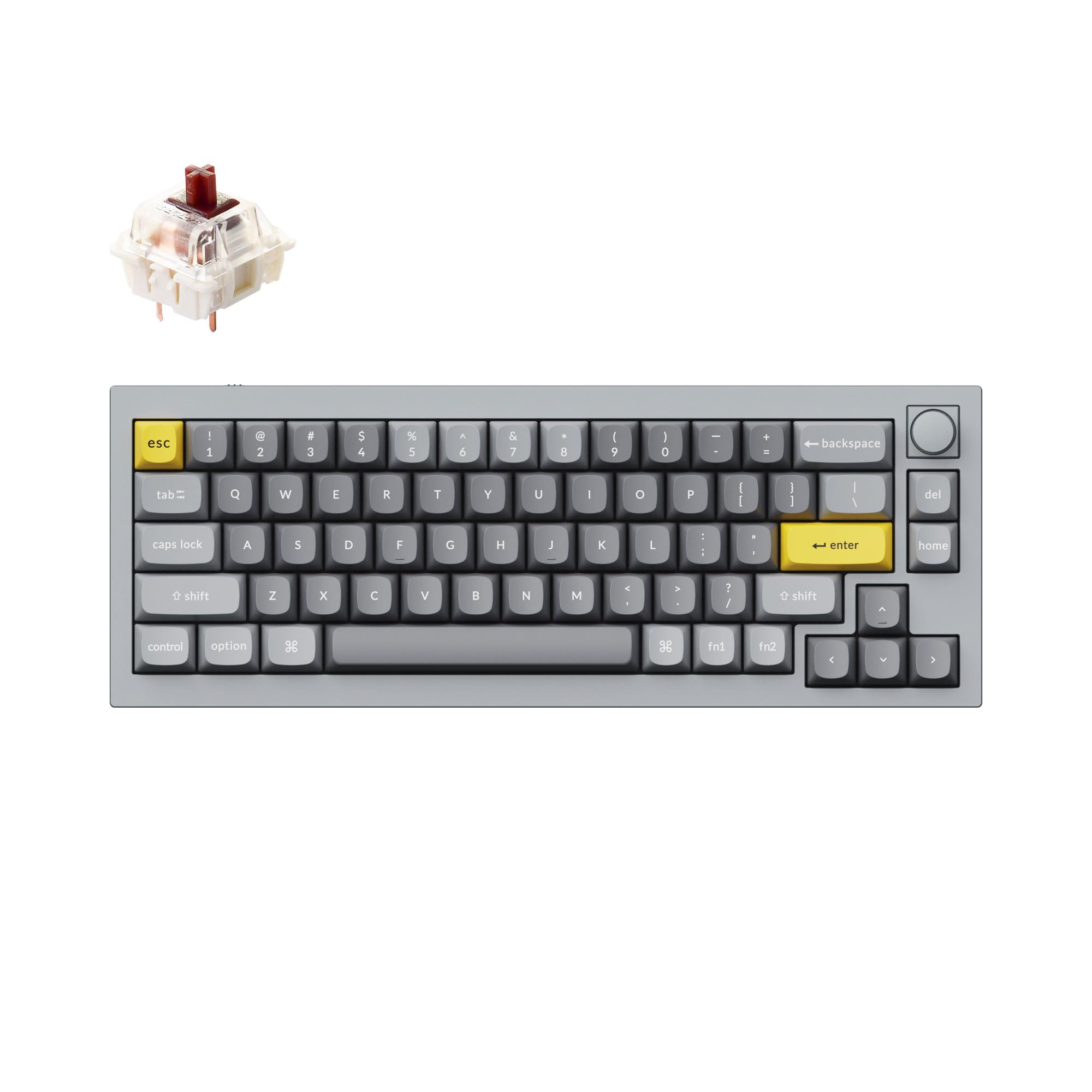 Keychron Q2 Wired 65 Mechanical Keyboard with Knob RGB - Hot-Swappable Gateron G Pro Brown Switch QMK VIA