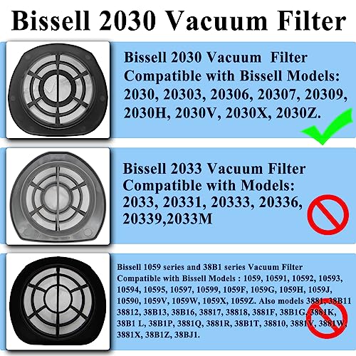 Image of 3 Pack 2030 Vacuum Filter & 6 Pack 2030 Foam Filter Compatible with Bissell Vacuum Cleaner Models 2030, 20303, 20306, 20307, 20309, 2030H, 2030V, 2030X, 2030Z
