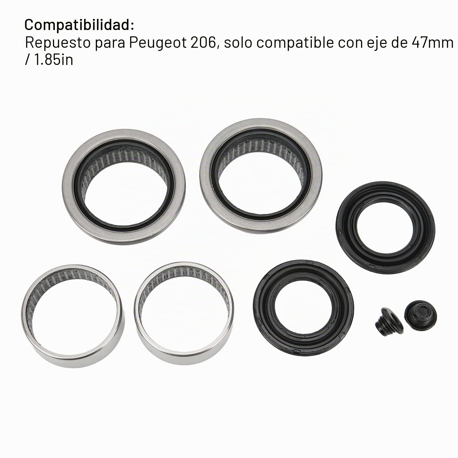 Aramox 8 Uds Kit de Reparación de Puente Trasero Reemplazo de Aleación de Acero Eje Trasero Kit de Reparación de Rodamiento de Agujas para 206 47mm Eje