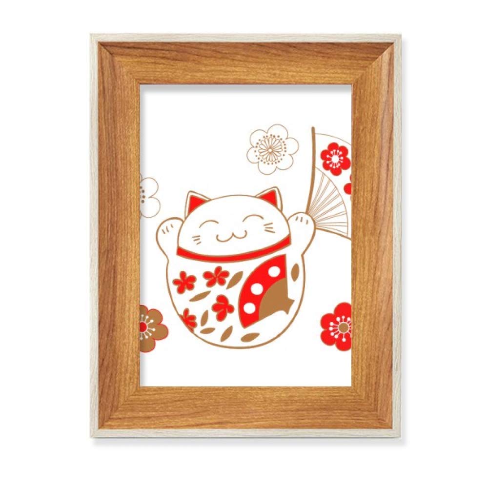 Cadre de photo en bois de bureau art japonais Maneki Neko artisanat