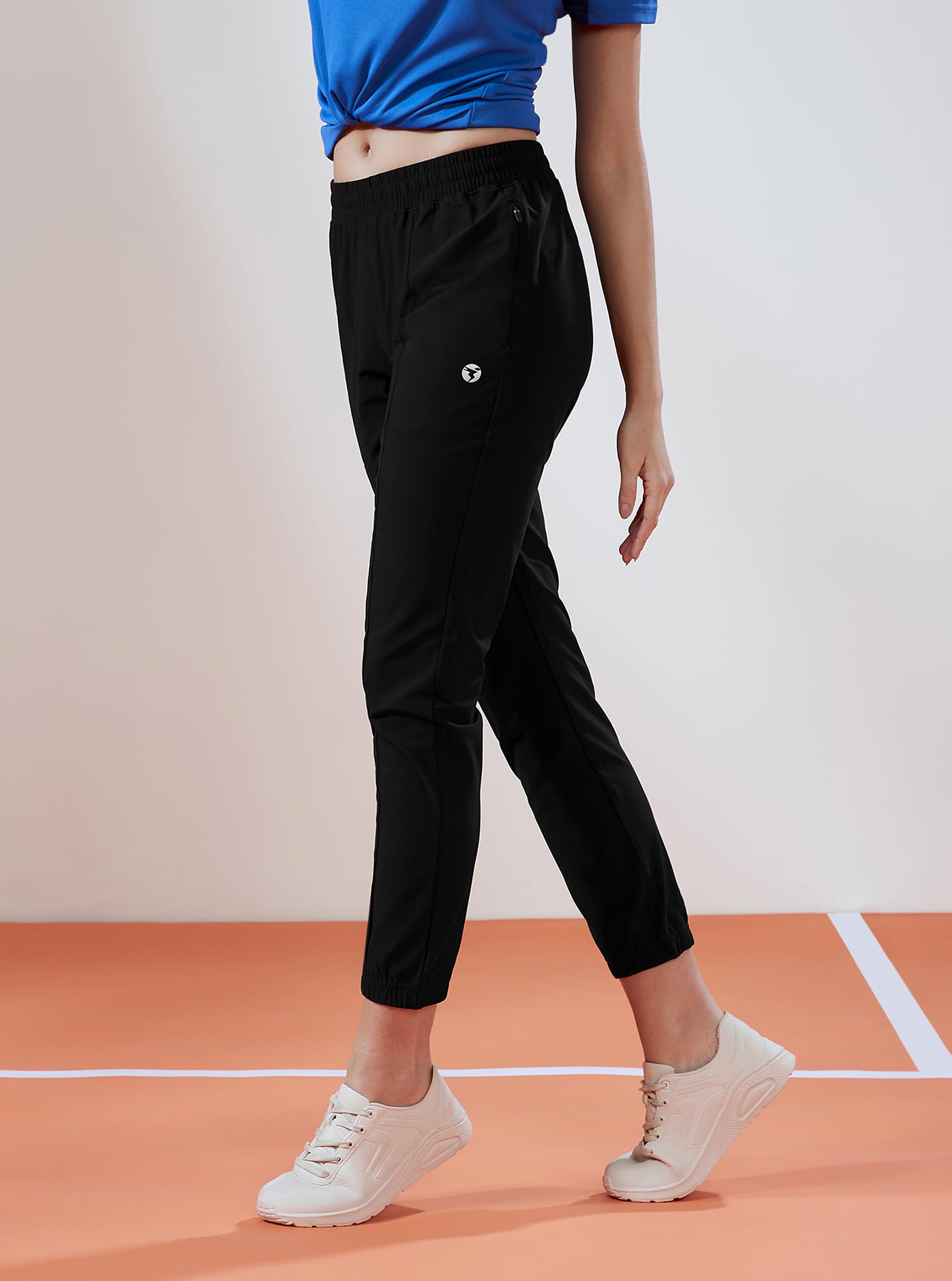 TECHNOSPORT Women Mid Rise Regular Fit Jogger for Gym, Workout & Sports - (WPW135BLK_Black_M) - Image 5 thumbnail