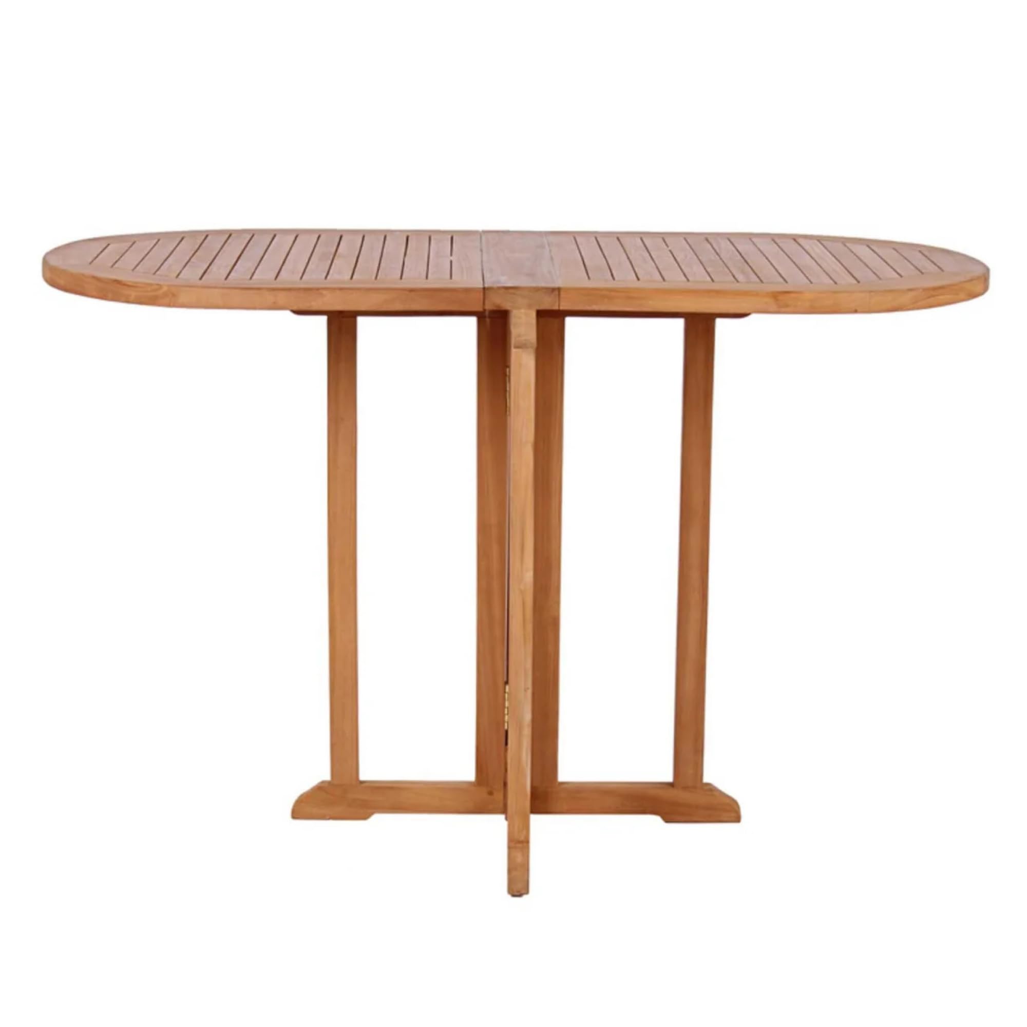 MR. DEKO Table Balcony Teck Massif 120x60x75 cm | Table de Jardin Pliable Individuellement | Meuble Gain de Place pour Petit Balcon Terrasse | Bois Robuste Résistant Rectangulaire