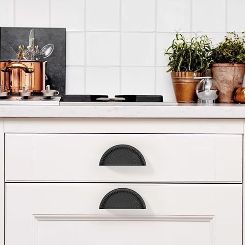 Miniatura 9 de KNOKLOCK Paquete de 10 manijas de gabinete de cocina de 3 pulgadas (2.992 in) de latón antiguo, tiradores de taza de gabinete de cocina retro