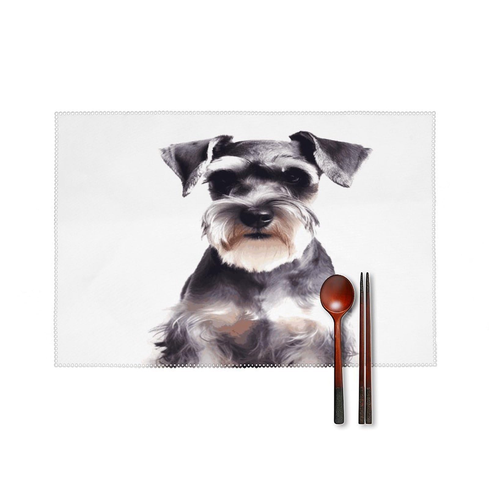 Well-Behaved Schnauzer Placemats Set of 4 Heat Resistant Non-Slip Place Mats Wipeable Easy to Clean Table Mats for Kitchen Dining Party Outdoor Placemats