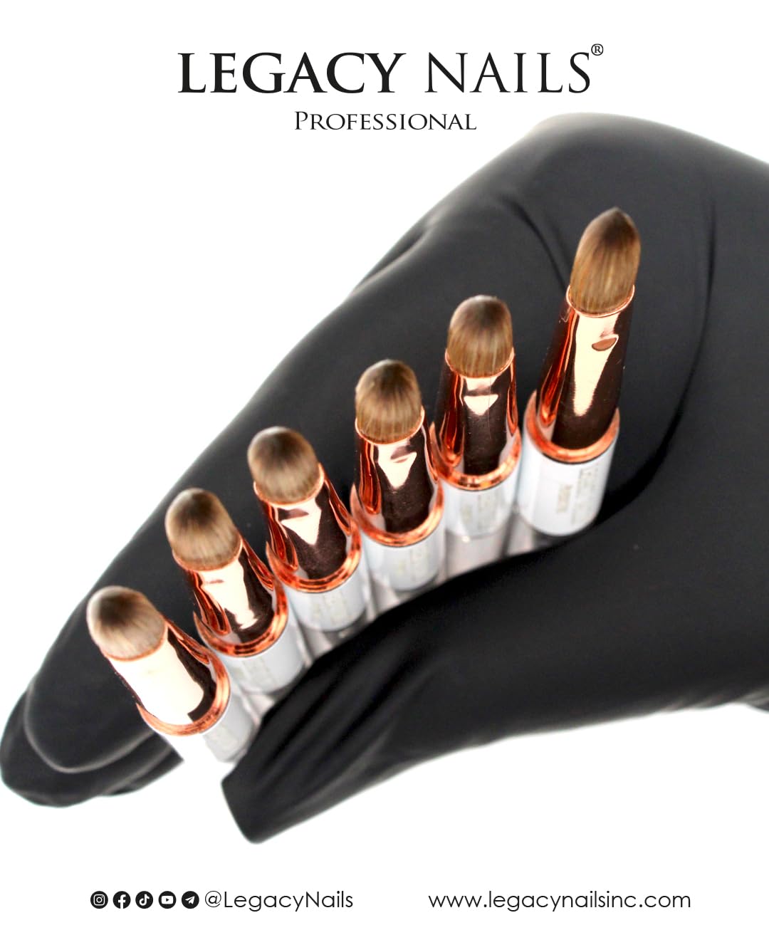 Legacy Nails Pennello professionale per unghie in acrilico n. 10, colore bianco, perfetto per scolpire extension per unghie in acrilico, setole flessibili e leggere