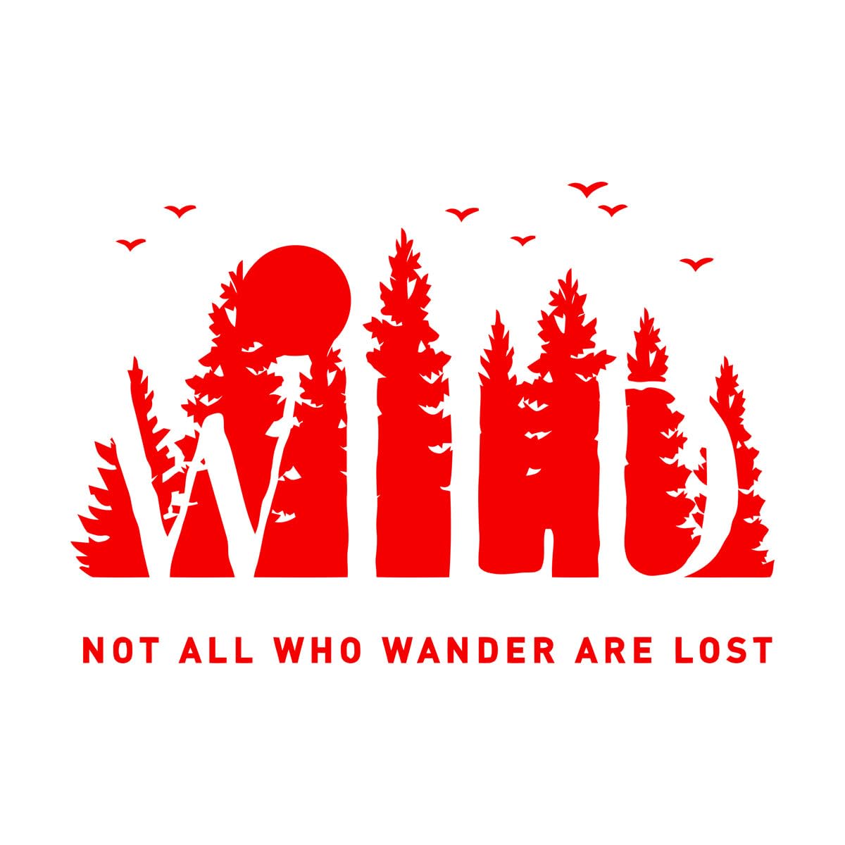Mural and Wall Vinyl Decal Birds Fir Trees Wild Natural Forest Quote Phrase 72x104.9cm Art Mural Painting Extra Large red