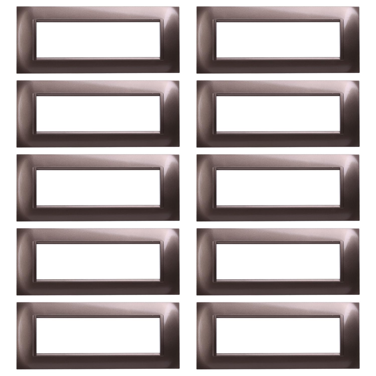 10 placche Quadrata, 7 moduli/posti, Compatibile Con BTicino Living, Bronzo, Placche squadrate, Serie Space, Plastica di alta qualità, 100% compatibile con i supporti e i moduli originali