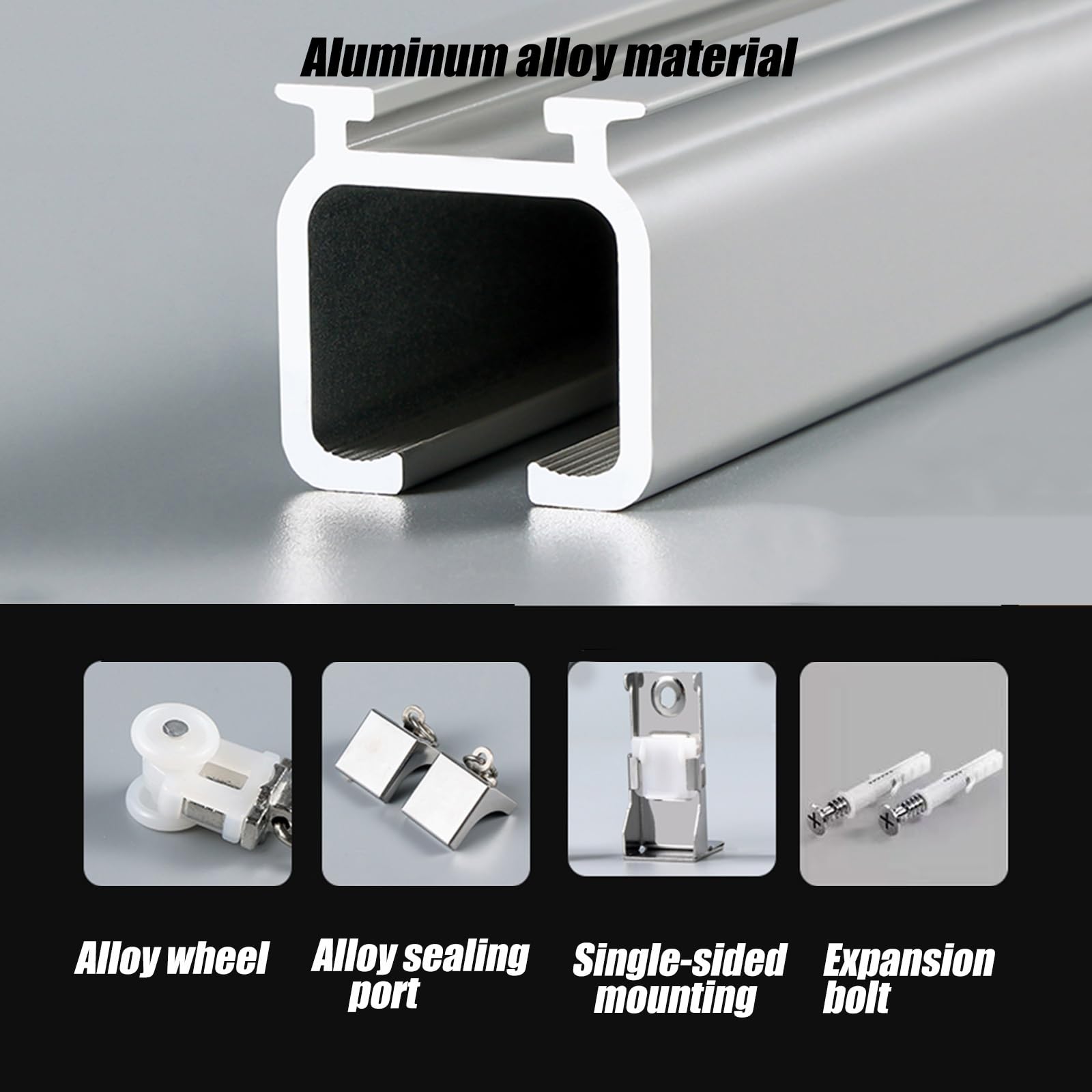 Cichy podwójny drążek do montażu sufitowego, wytrzymały rozdzielacz pokoju ze stopu aluminium, do zasłon zaciemniających, idealny do salonu, sypialni, biura, 1,9 m