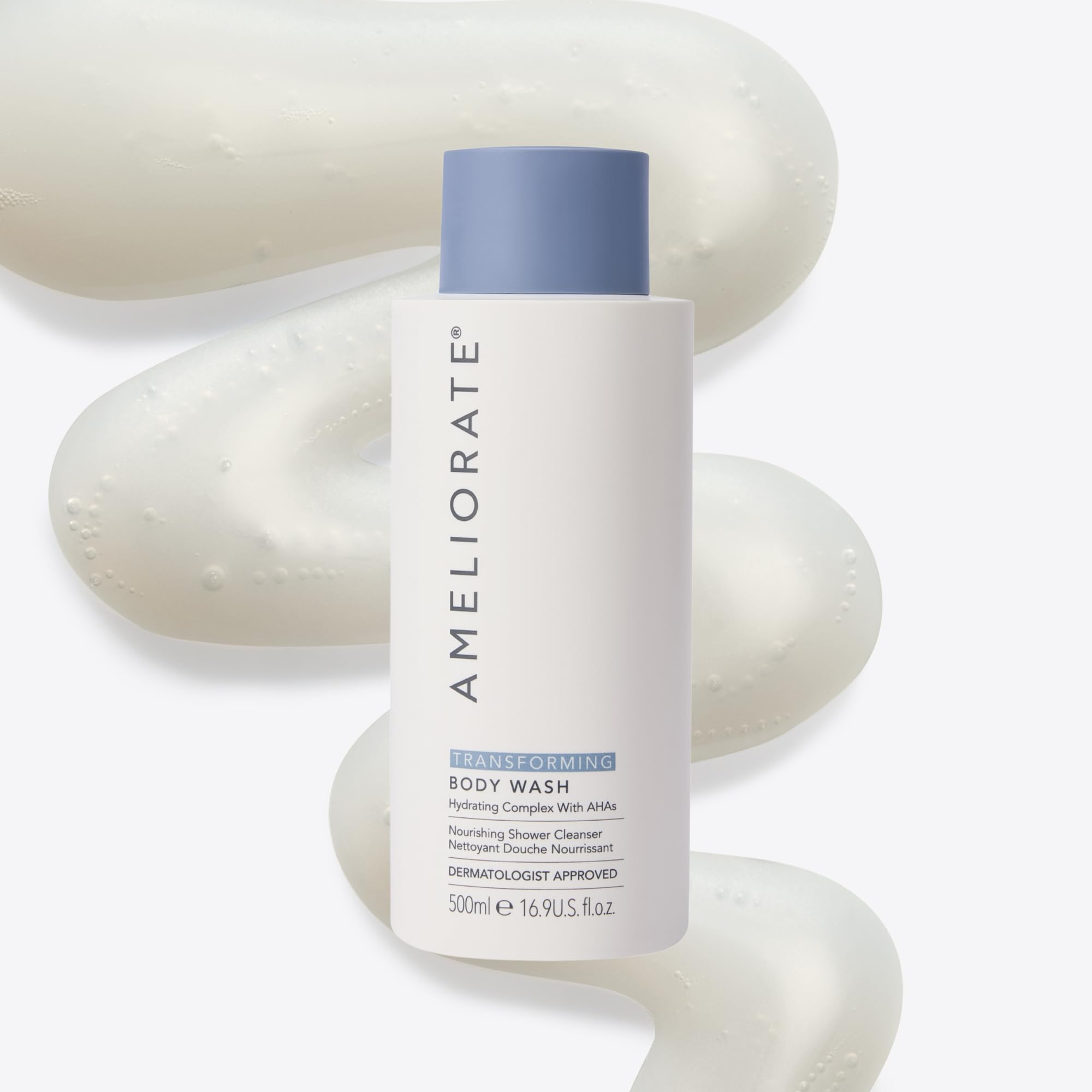 AMELIORATE Transforming Body Wash 500ml for Keratosis Pilaris (KP), Rough & Dry Skin | Hydrating Soap-Free Cleanser with Omega Oils | Dermatologist Approved & Pregnancy Safe