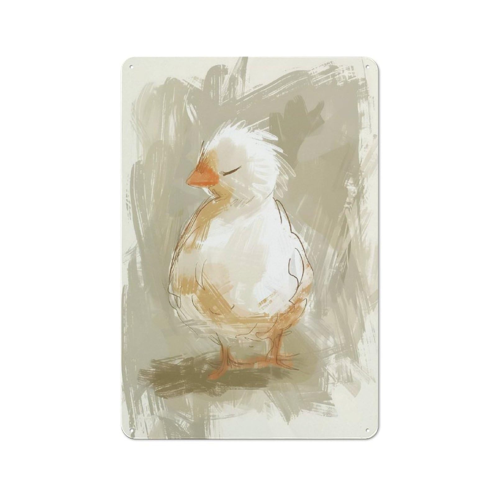 Resting Chicken Chick Understated Metal Wall Decor 30x20cm, Decorative Metal Sign for Workspace, Cafe, Shop Or Desk Area