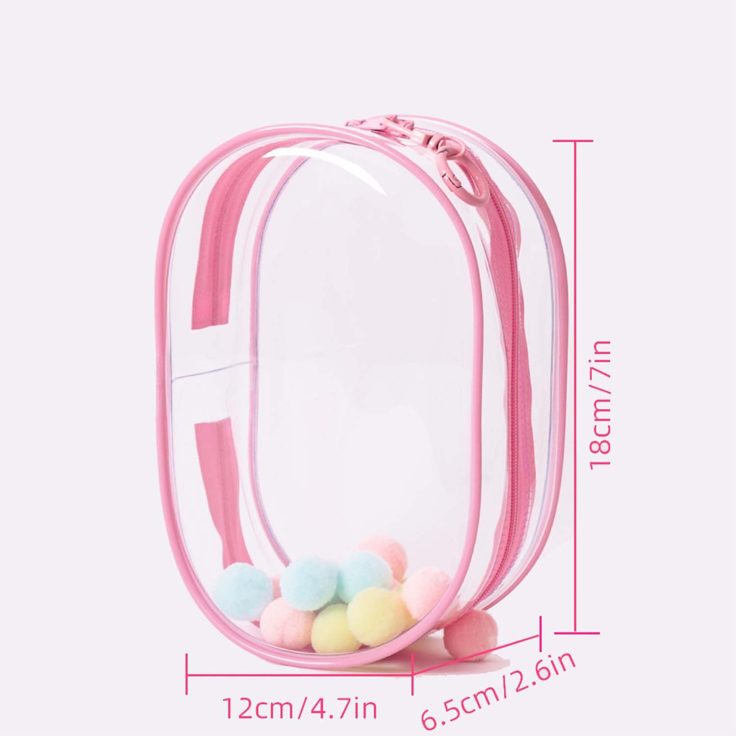 2Sets 18CM Crystal Clear PVC Doll Display Case, Hanging Dust-Proof Protector with Pompom Keychain - Image 3