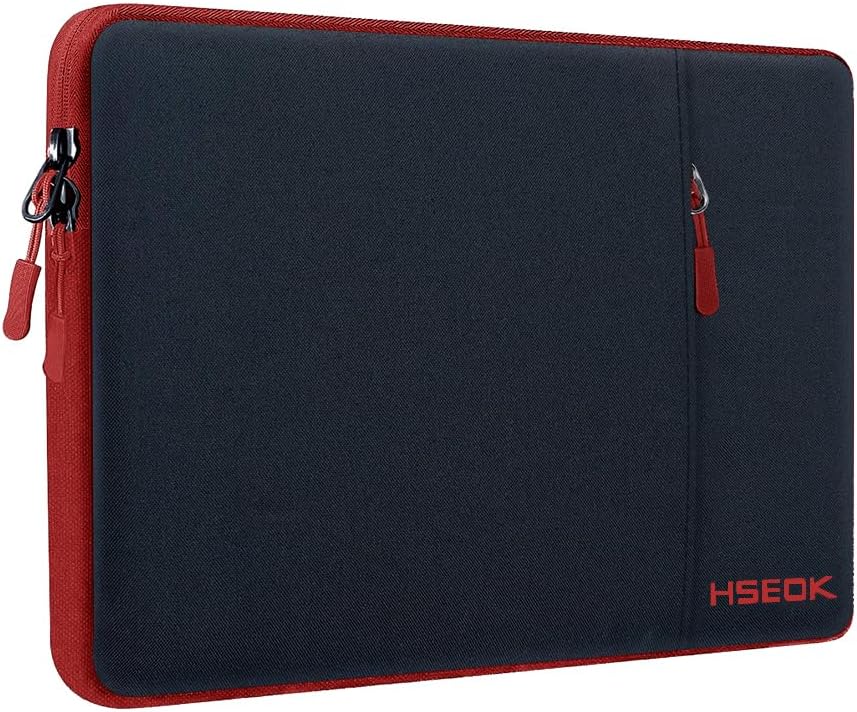 Hseok Laptop Case 15.6 Inch Sleeve, Shockproof Protective Water Repellent with Accessory Pocket,Compatible with Mac Pro 16 inch 2025-2019, Sleeve Bag for Most 15 15.6 16 Notebooks,Black&amp;Red