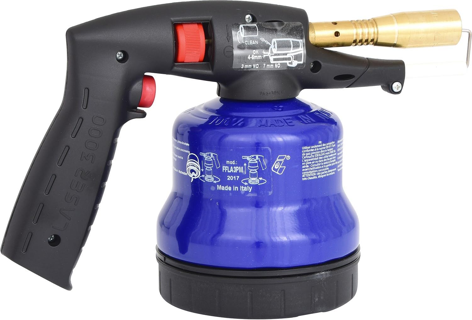 Universal cartridge soldering torch with piezo ignition, blue