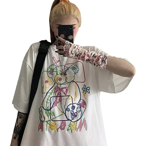Women Summer Gothic T-Shirt Anime Aesthetic Print Harajuku Fashion Casual Tops