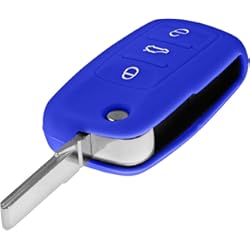 Fundas Para Llave Vw PhoneNatic Funda de Silicona para Mando de 3 Botones de VW en Azul Llave Plegable de 3-Key