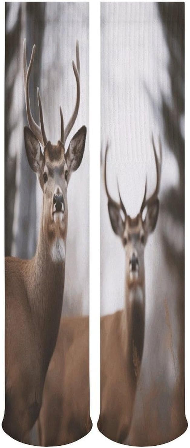 Deer Crew Socks Cozy Casual Calf Socks Lightweight Long Work Sock Breathable Athletic Sock for Hiking Sports Running 5 Pairs
