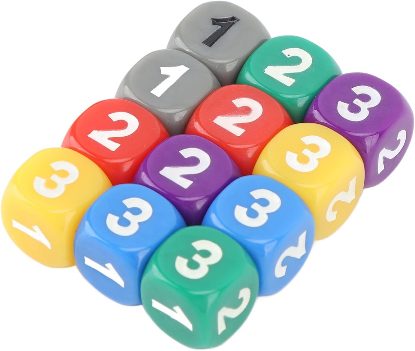 12pcs Six Sided Dice, Standard Plastic Dice with Rounded Corners and Clear Numbers, for Board Games Math Teaching and Learning Counting