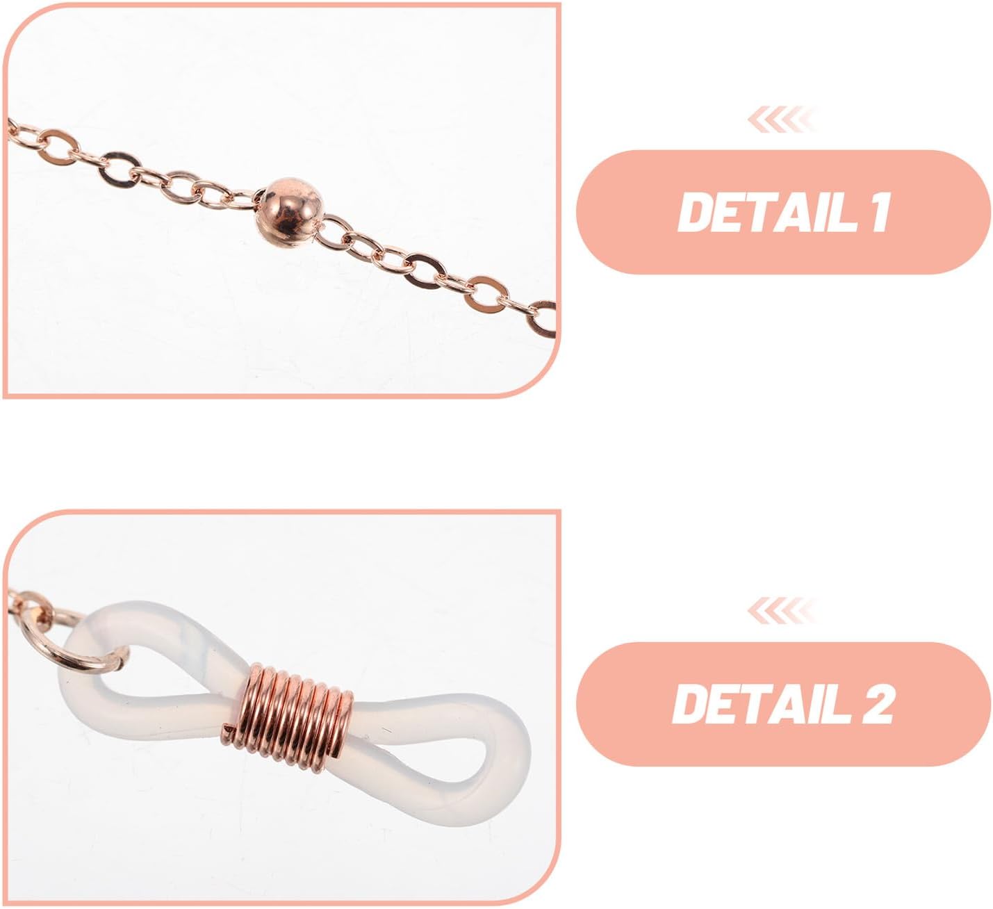 Beaded Eyeglasses Chain 9pcs Set with Rose Gold, Silver, and Gunmetal Electroplated Secure Glasses Strap for Women and Men Eyewear Retainer Cord for Daily Use