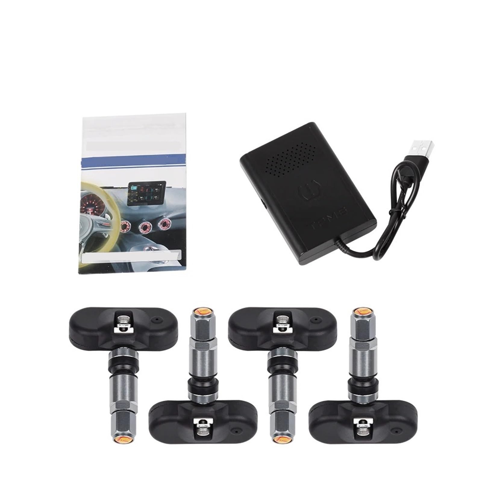 Monitoreo Presión Neumáticos para Automóvil para 4 Sensores Internos Y Externos para Radio, Multimedia Medidor Digital de Presión de Neumáticos(Built-in Sensor)