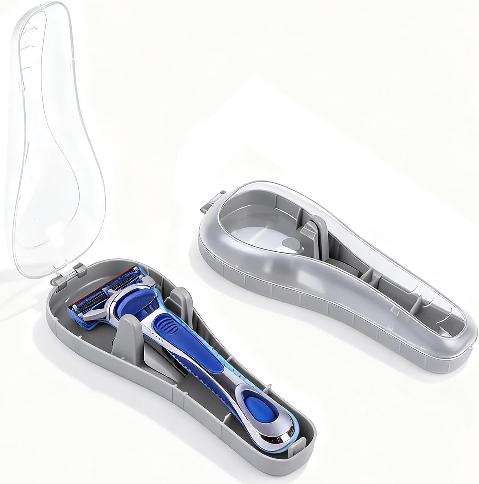 2-Pack Razor Travel Case Set - Hard Plastic Storage Box for Manual Shavers & Trimmers | Compact, Lightweight & Durable | Fits in Dopp Kits & Gym Bags