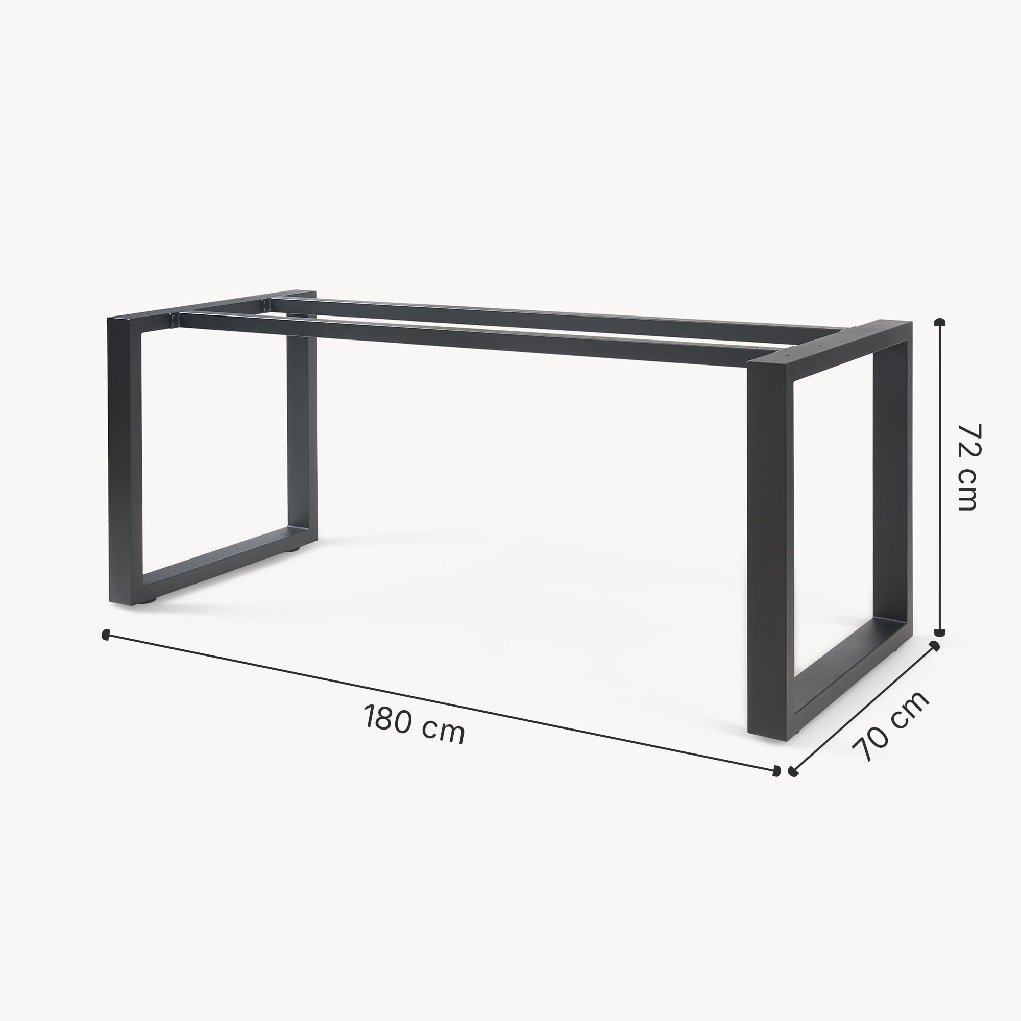 [en.casa] Pata para Mesa de Comedor Vestmalu DIY Forma Rectangular Patas para Muebles Armazón de Mesa Escritorio Salón Cocina con Tornillos de Fijación Ajustables Acero 180x70x72cm - Negro