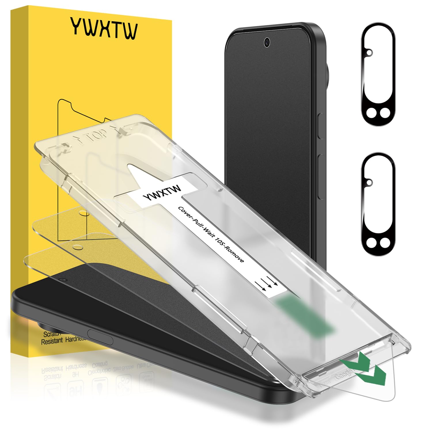 Photo 1 of YWXTW 2 Pack for Google Pixel 10 Pro Matte Screen Protector 6.3 inch + 2 Pack Camera Lens Protector, [1S Pull-Out] Anti-Glare Anti-Fingerprint Pixel 10 Pro Glass Screen Protector, Bubble Free, Smooth as Silk