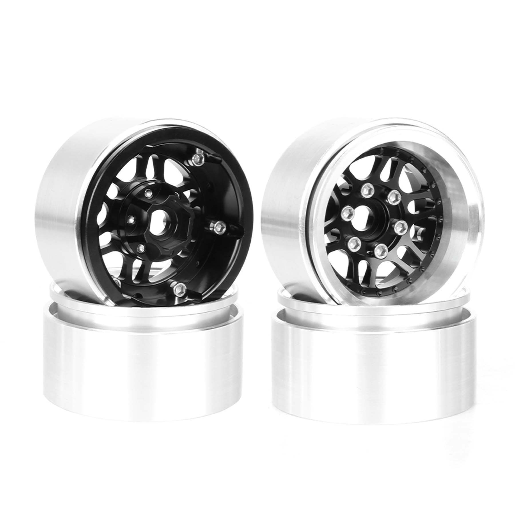 KEEDA 4 sztuki metalowych kół 1,9 cala Beadlock Felgi Negative Offset - 10 mm felga Upgrade części zamienne do SCX10 Pro TRX4 VS4-10 Gen8 TRX6 1/10 RC Crawler Auto Truck (czarne)
