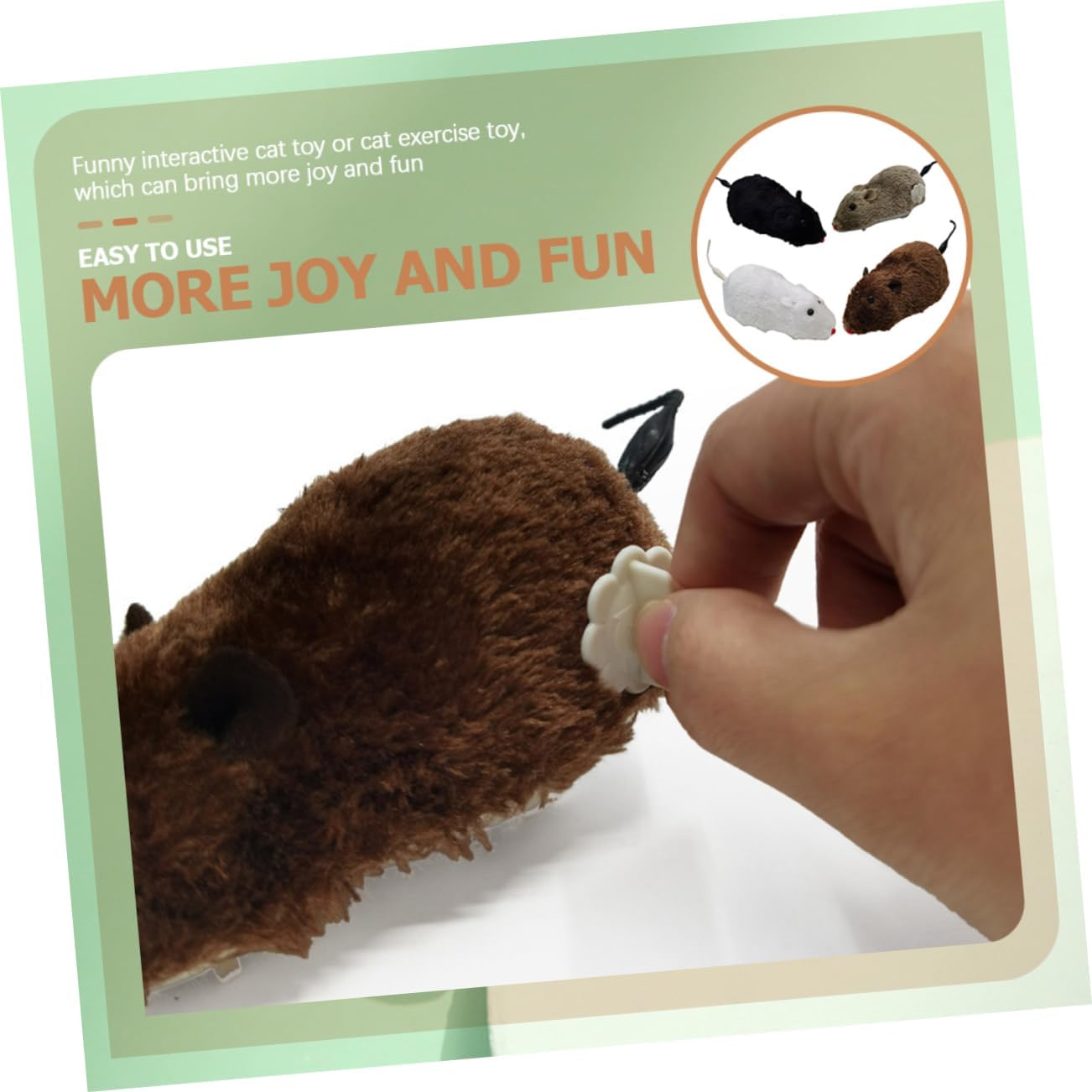 ORFOFE 8pcs Wind up Mice Interactive Cat Toys Plush Squeaky Mouse Toys for Indoor Cats Engaging and Entertaining Playtime