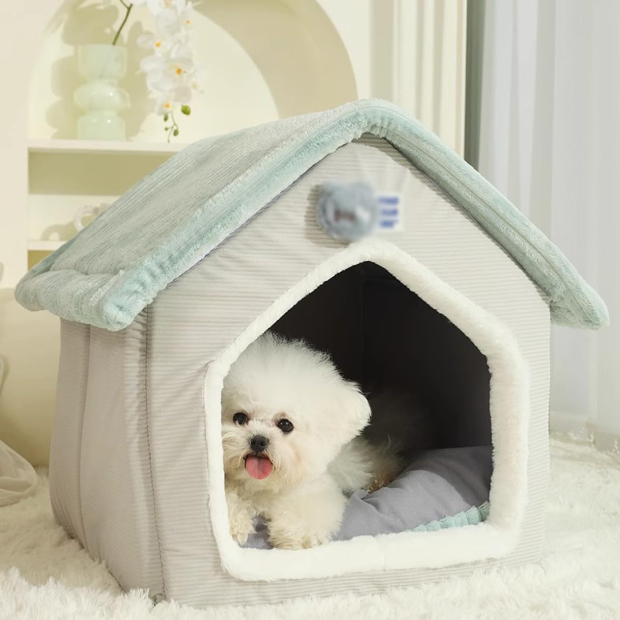 Amazon | [JUI3N] ペットベッド 犬 猫 ふわふわ あったか ドームハウス