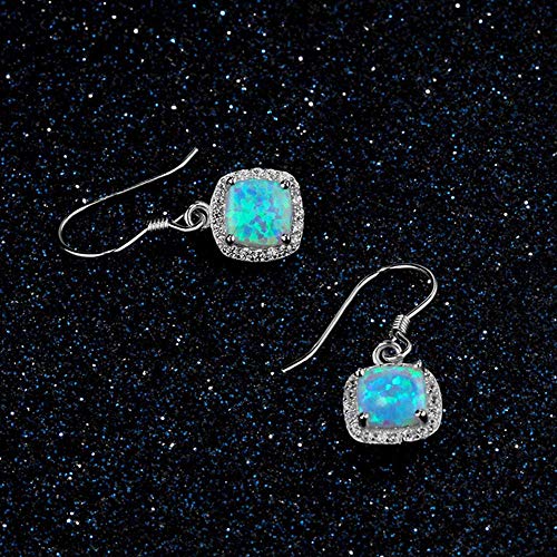 Conjunto de joyas de plata de ley 925 con opalo cuadrado para mujer Purmy 6