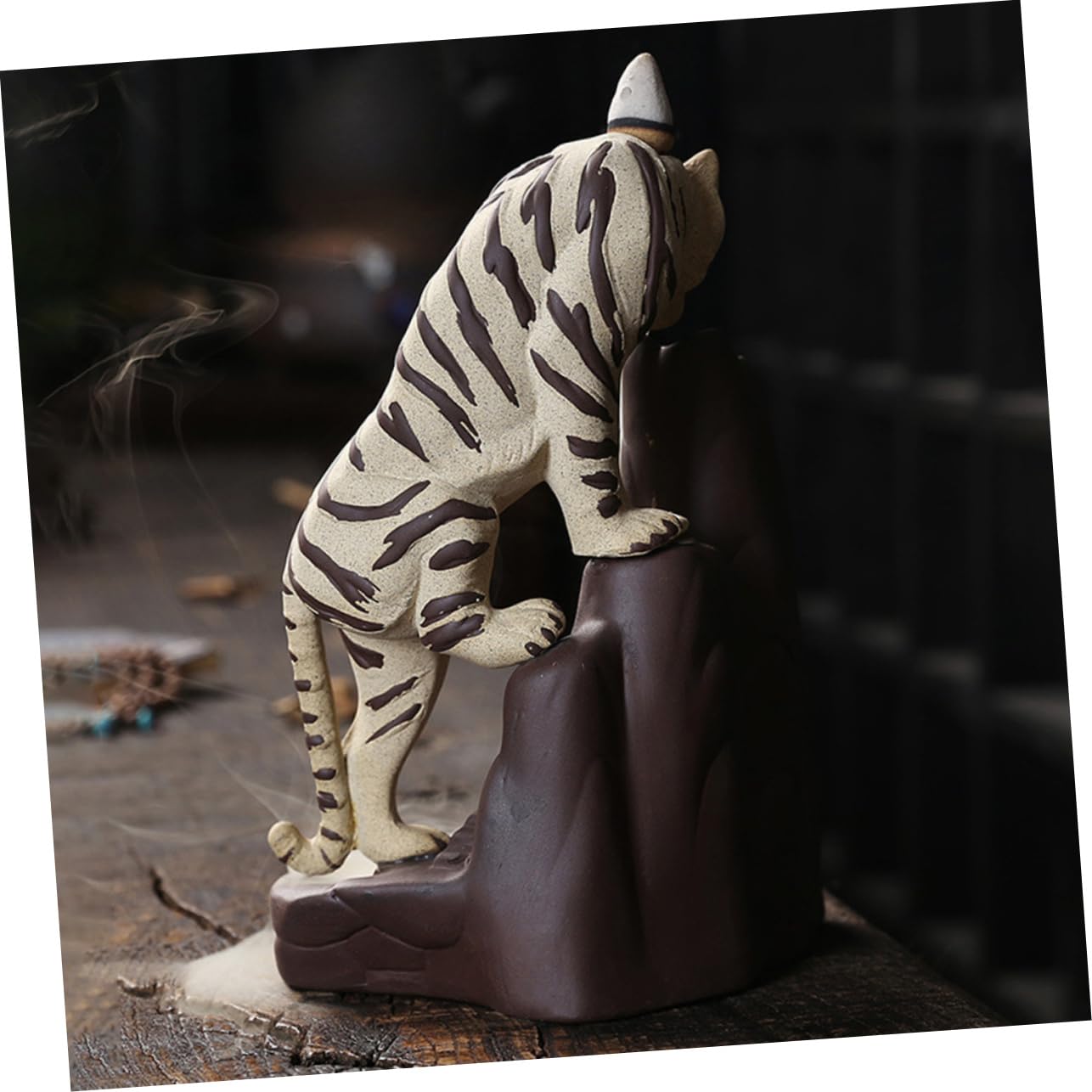 Porta Incenso Tigre in Terracotta Viola Stile Retrò da Tavolo