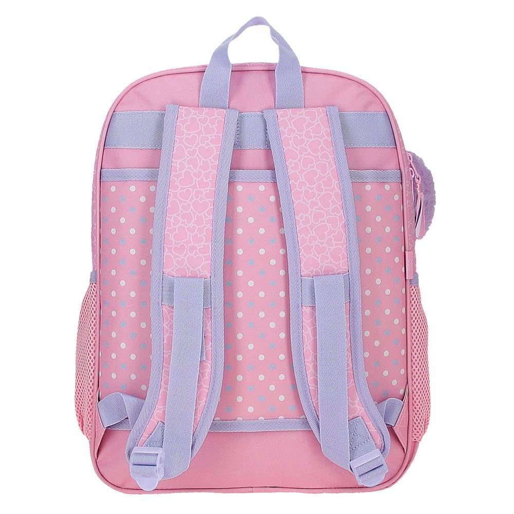 Hello Kitty Hearts & Dots, mochila escolar, mochila infantil rosa, fabricada en Poliéster, Compartimento principal con bolsillo interior, Tirantes anchos, ergonómicos y acolchados