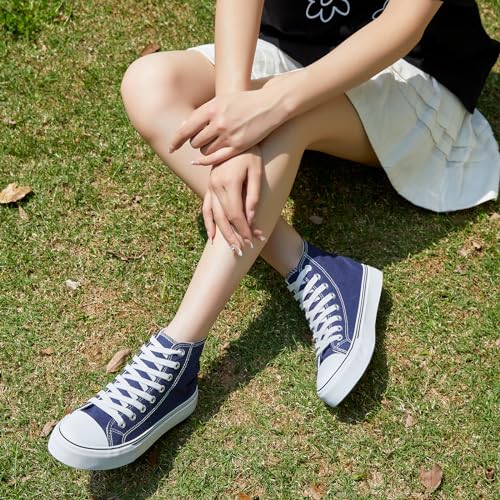 Image of ZGR Womens High Top Canvas Sneakers,Lace-up Canvas Shoes,Casual Tennis Walking Shoes